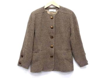 1円 ■美品■ GIVENCHY ジバンシィ ウール93％&times;ナイロン3％ ジャケット アウター 上着 表記サイズ12 洋服 レディース ブラウン系 FT4921