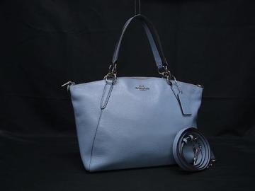 1円 ■美品■ COACH コーチ F28993 レザー 2WAY クロスボディ ハンドバッグ ショルダー 斜め掛け レディース ライトブルー系 FV6645