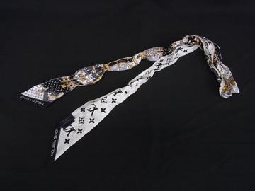 1円 ■美品■ LOUIS VUITTON ルイヴィトン M76442 モノグラム バンドーBB レッツ ゴー ツイリー リボンスカーフ ブラック系 FV6267