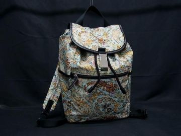 1円 ■美品■ ETRO エトロ ナイロン ペイズリー柄 リュックサック バックパック デイパック ライトブルー系&times;マルチカラー FV6537