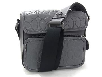 1円 ■極美品■ COACH コーチ C9871 サリバン シグネチャー レザー ショルダーバッグ クロスボディ 斜め掛けかばん グレー系 FV6672