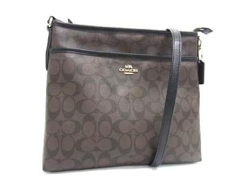 1円 ■極美品■ COACH コーチ F34938 シグネチャー PVC クロスボディ ショルダーバッグ 斜め掛け レディース ダークブラウン系 FS8134