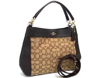 1円 ■美品■ COACH コーチ F29548 シグネチャー キャンバス&times;レザー 2WAY ハンドバッグ ショルダー クロスボディ ブラウン系 FQ4236