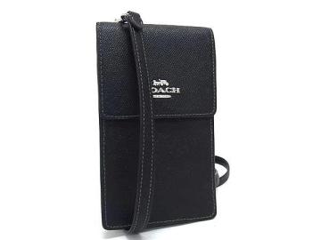 1円 ■美品■ COACH コーチ クロスボディ スマホショルダーバッグ 斜め掛け レディース メンズ ブラック系 FV6414