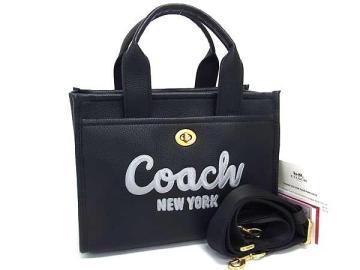 1円 ■新品■未使用■ COACH コーチ CAM66 レザー ターンロック 2WAY クロスボディ ハンドバッグ トート ショルダー ブラック系 FV6651