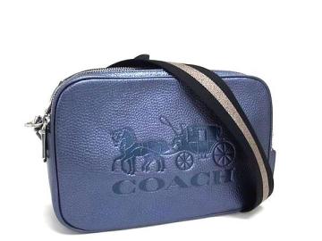 1円 ■極美品■ COACH コーチ C2245 レザー クロスボディ ショルダーバッグ 斜め掛けかばん レディース メタリック ブルー系 FV6659