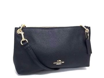 1円 ■極美品■ COACH コーチ F55661 チャーリー レザー クロスボディ ショルダーバッグ 斜め掛け レディース ネイビー系 FV6617