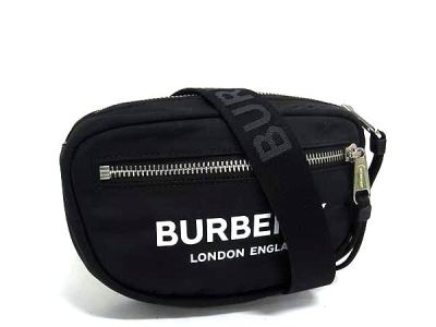 1円 ■美品■ BURBERRY バーバリー ナイロン ロゴ ショルダーバッグ ウエストバッグ ボディバッグ メンズ レディース ブラック系 FX2152