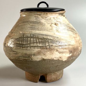 猫夢◆ 李朝時代 鶏龍山 刷毛目壷 17.5cm 水指 朝鮮古陶 唐物骨董 [M158]しれ