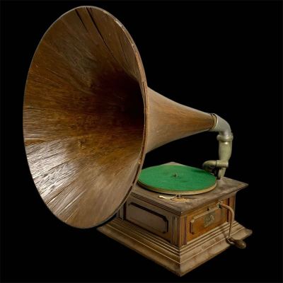 猫夢◆ Victor 木製フォーン ラッパ型蓄音機 HIS MASTER'S VOICE アンティーク 稼働 [C84]TT