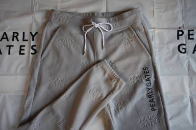 ★正規品★パーリーゲイツ PEARLY GATES★大人気 PGロゴ パイルジャガード ストレッチパンツ★グレー★5(L)