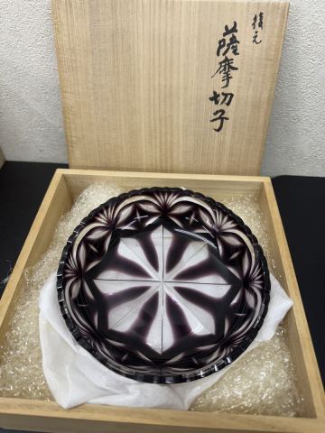 薩摩切子 色被せガラス 切子中皿 薩摩ガラス工芸 尚古集成館監修