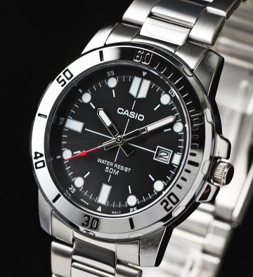 逆輸入カシオ 最新作 新品1円 シンプルで視認性高い 精悍ブラックメタリック 50m防水 腕時計 未使用 CASIO メンズ 激レア日本未発売