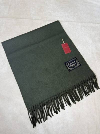 カシミヤ ビキューナ マフラー 毛 100% モスグリーン系 ファッション 装飾小物 タグ付き WA454