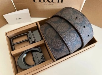 COACH コーチ リバーシブル ビジネス 社会人 紳士 ブラウン シグネチャーベルト ベルトセット 馬車バックル