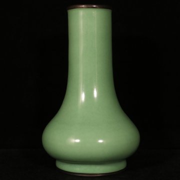 【安】宋時代 龍泉窯梅子青釉包銀口瓶 共箱 唐瓷 染付 古陶瓷 中国古美術 古董品 174