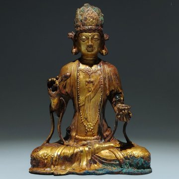 【安】明時代 銅鍍金彫 観音仏像 極細工 寺寶 廃寺買取 仏教古美術 229