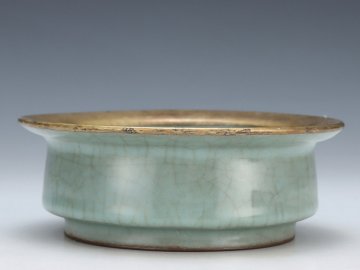 【安】宋時代 官窯包金口折沿洗 共箱 唐瓷 染付 古陶瓷 古美味 中国古美術 古董品 225