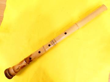 尺八 一城銘 在銘 竹製 都山流 和楽器 約65㎝ ※亀裂あり 現状渡し@60(12)