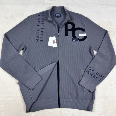 【新品】PEARLY GATES パーリーゲイツ メンズ ドライバーズニット ゴルフウェア ジャケット ブルゾン ロゴ ジップアップ 刺繍 6 XL グレー