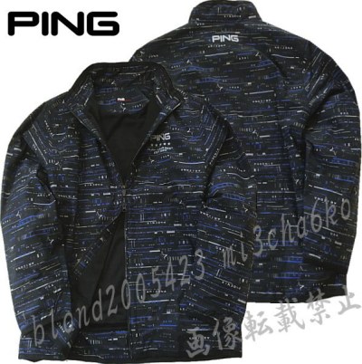 ■新品【PING GOLF】ピン ゴルフ 高撥水性 総飛び柄 ダブルフルZIP WIND ジャケット■BK/3L(XXL)