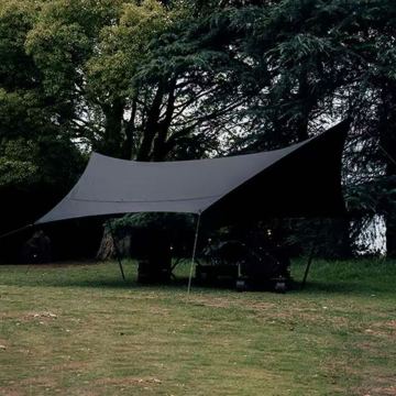 アウトドア 超高品質 黒 3x4.5m大きセイズ ヘキサタープ 防水UV日焼け紫外線カット 遮光黒コーティング生地 キャンプ 2.3mタープポール付