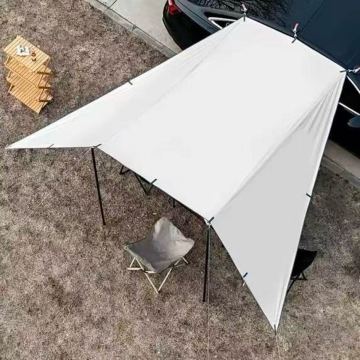 アウトドア 超高品質 車用サイドタープ 台形タープ 防水UV日焼け紫外線カット 遮光黒コーティング生地 キャンプ 野外登山 4.55&times;3m 