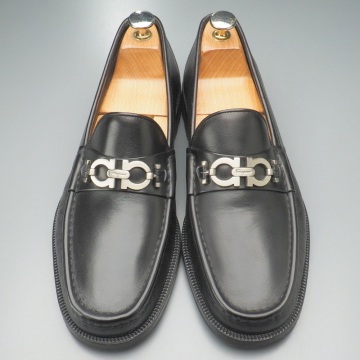 GS8331//イタリア製*サルヴァトーレフェラガモ*メンズ8EE/ガンチーニ/ビットローファー/レザースリッポン/革靴/黒/ブラック