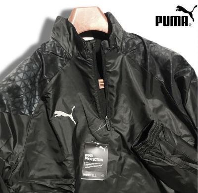 P148新品【メンズM】ブラック ゴルフにオススメ プーマ PUMA ジャケット 防寒 ウエア TEAMCUP ハーフジップ ウラトリコット起毛 windCELL