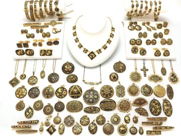 おたからや◆ ダマスキナード金象嵌 アクセサリーおまとめ 製品のみ約920g ペンダント ブローチ等【R-YA03211】