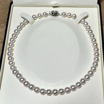 照り最強!! オーロラrose のような輝き あこや真珠 約8.0-8.5mm 42cm アコヤ パール ネックレス 本真珠 pearl SILVER刻印 necklace