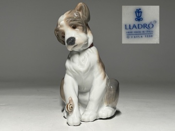 【瑞】リヤドロLLADRO　ニューフレンド　犬　かたつむり　フィギュリン　置物