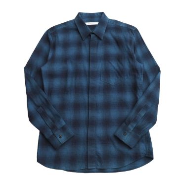 GS7096▽GIVENCHY ジバンシィ メンズ39 ネルシャツ/比翼仕立て/長袖シャツ 16F 6029 322 ネイビー系