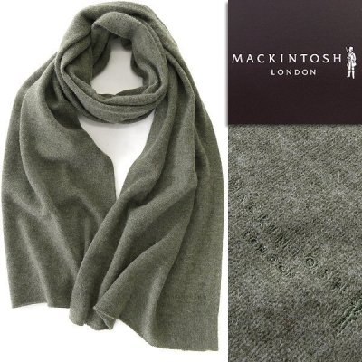 新品 マッキントッシュロンドン Powerful Protection カシミヤ100% マフラー カーキ 【K24007】 撥水 秋冬 メンズ ストール 無地 ソリッド