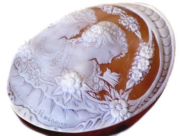 1円～【ジュエリー極】BORRIELLO ROSARIO・作 極上作品 超特大！ 高級超大判シェルカメオルース 139.5ｍｍ&times;106.6ｍｍ w6091iv【送料無料】