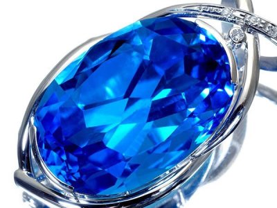 1円～【ジュエリー極】極上スイスブルー煌く！超大粒極上天然ブルートパーズ61.68ct＆ダイヤ0.06ct 高級K18WGヘッド h8146imo【送料無料】