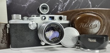 【終活整理】NICCA 3-F レンジファインダー＋NIKKOR H.C 50mm f2 Lマウント単焦点＋ビューファインダー 各動作良好 2重像OK シャッター快調