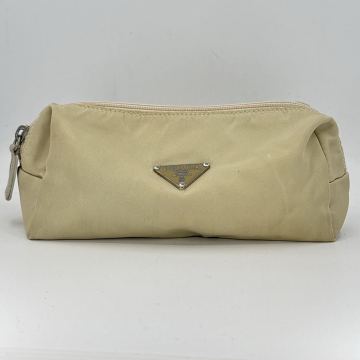 PRADA プラダ ナイロン ベージュ 小物入れ ポーチ 三角ロゴ マルチケース ペンケース