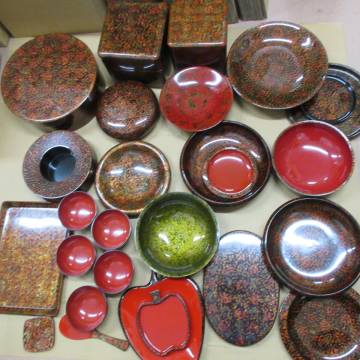 ● 津軽塗 漆器 漆 茶櫃 重箱 盆 菓子入れ 汁碗 しゃもじ 等 日本 伝統 工芸品 和 まとめ 激安1円スタート