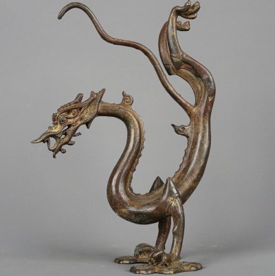 ■観心・時代旧蔵■R5603漢時代 青銅器 青銅立龍 細密細工★古置物★古賞物★古擺件★蒐集家放出★唐物