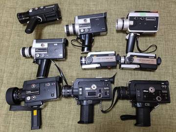 ジャンク　カメラ　まとめ　Nikon ニコン R8 SUPER, Canon キヤノン AUTO ZOOM 518 SV, 512XL Electronic, 318M, Elmo, 8mm フィルムカメラ