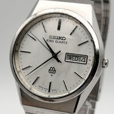 【純正ブレス 付属品あり 稼働】SEIKO セイコー KINGQUARTZ twin キングクォーツ ツイン 9923-8050 腕時計 デイデイト シルバー 1970年代 