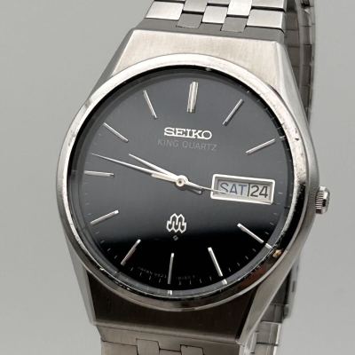 【OH済 稼働】SEIKO セイコー KINGQUARTZ キングクォーツ twin ツイン デイデイト ネイビー 腕時計 9923-8050