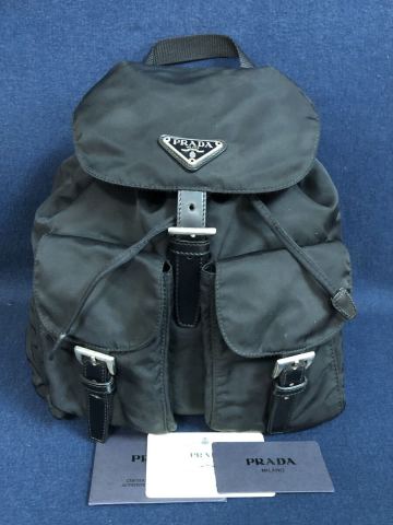 ギャランティー有 PRADA プラダ ナイロンバックパック B6677F ナイロン&times;レザー NERO ブラック リュックサック バックパック