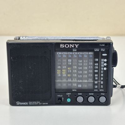 W343-G21-894 ◎ SONY 9BAND FM/MW/SW RECEIVER ICF-SW20 9バンド レシーバー ラジオ コンパクト ブラック 通電・音出し確認済 TE