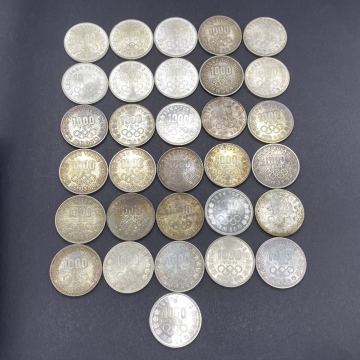 【12Y75】1円スタート 昭和39年 1964年 東京オリンピック 千円銀貨 まとめて31枚 額面31,000円 古銭 記念 硬貨 1000円 千円銀貨