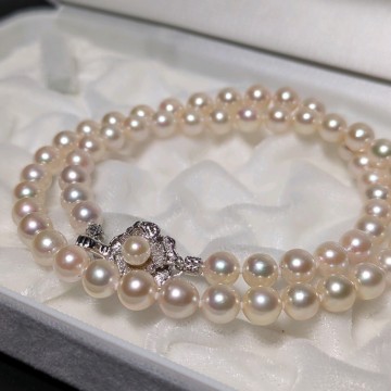 【6.5-7.0mm】アコヤ真珠 44.5cm ホワイト ネックレス 本真珠 アクセサリー SILVER pearl あこや パール