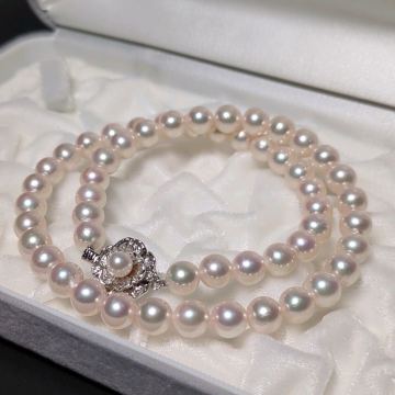 【花珠級 7.5-8.0mm】アコヤ真珠 43cm ホワイト ネックレス 本真珠 アクセサリー SILVER pearl あこや パール