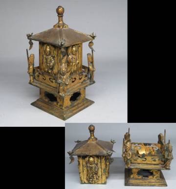 【李朝/高麗 特集出品】統一新羅　金銅製舎利外函　仏教美術　新羅時代　朝鮮古美術/ 朝鮮美術lot:22722