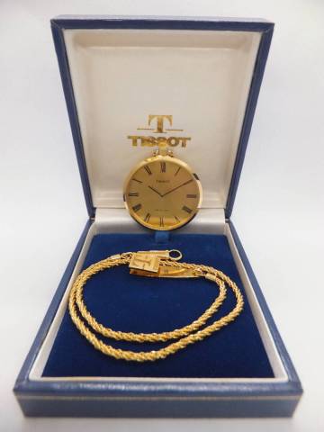 TISSOT ティソ STYLIST スタイリスト ゴールド 懐中時計 ポケットウォッチ 裏蓋に銘有 稼働確認〇